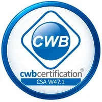 CWB · Canadian Welding Bureau, CSA W47.1 certification
